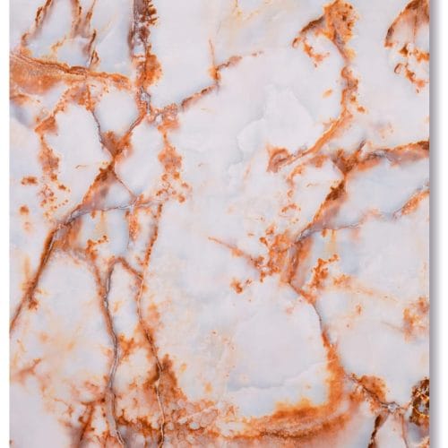 Marble -Placa PVC - model Marmura albă cu inserții de maroniu-roscat